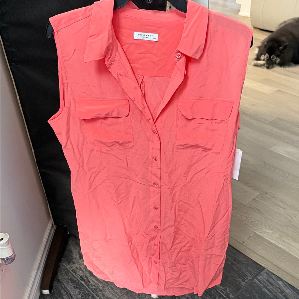 Equipment Bright Pink Button-Down Silk Mini Dress
